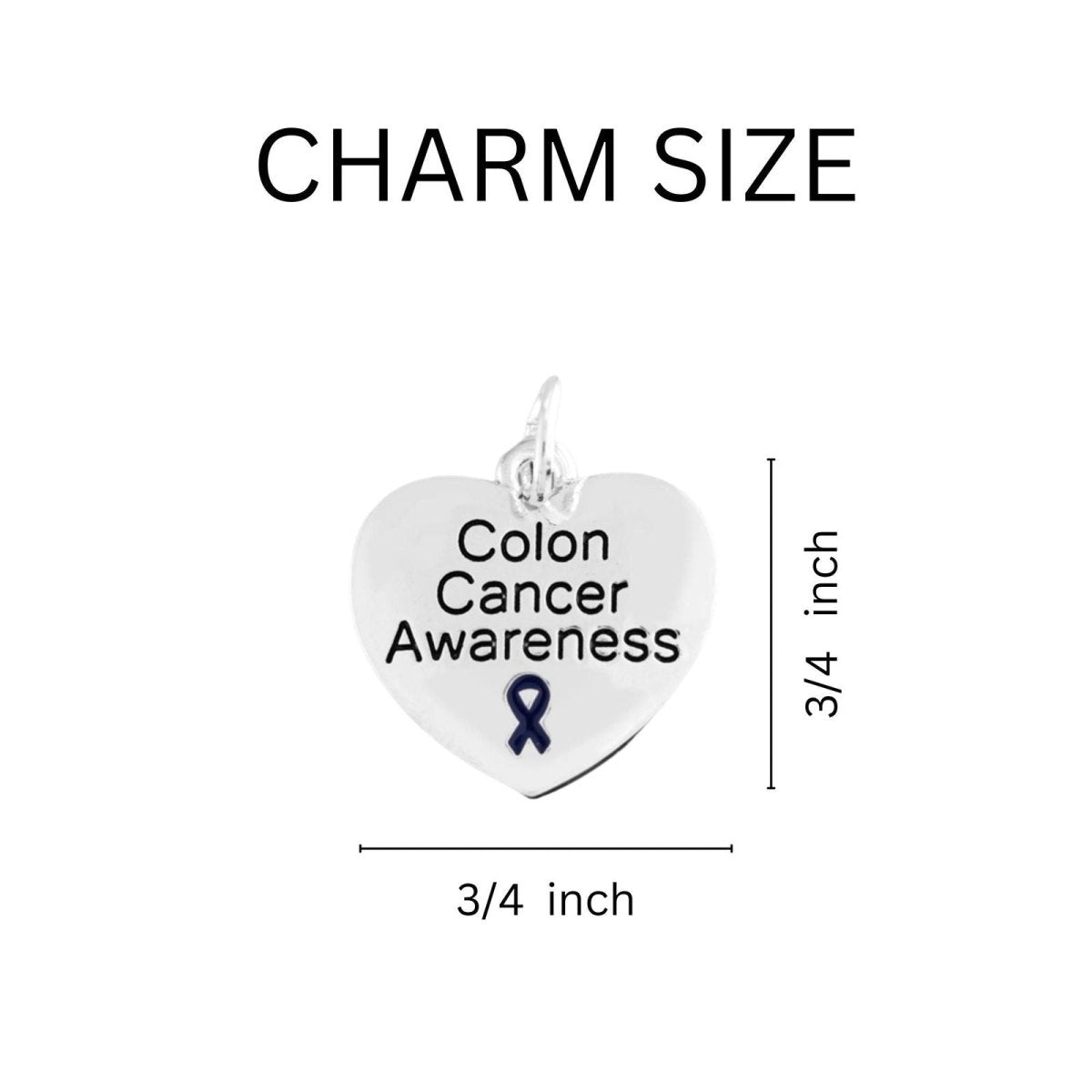 25 Pack Colon Cancer Heart Charms (25 Charms)