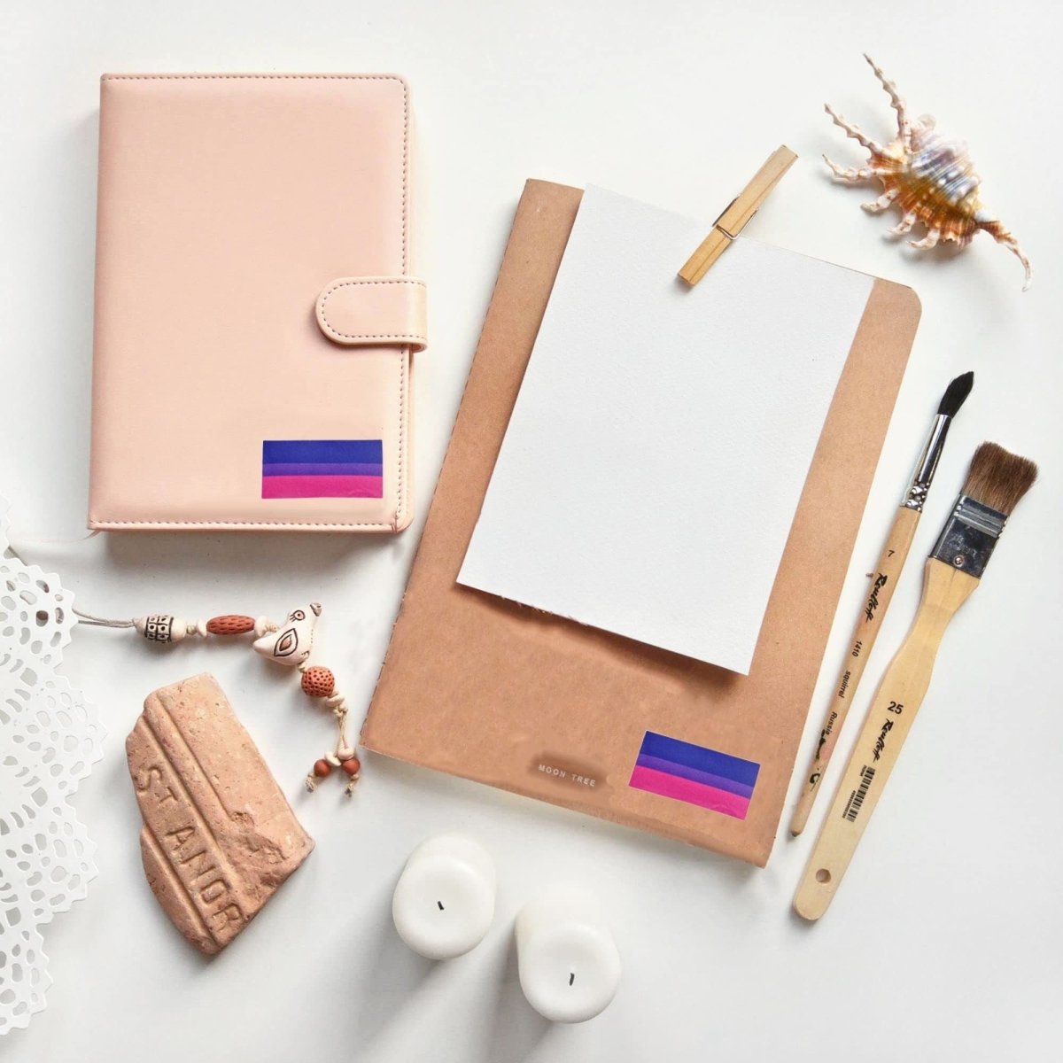 250 Bisexual Rectangle Flag Stickers (250 per Roll)