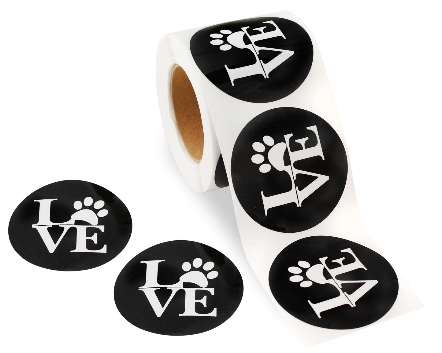 250 Love Paw Print Stickers (250 per Roll)