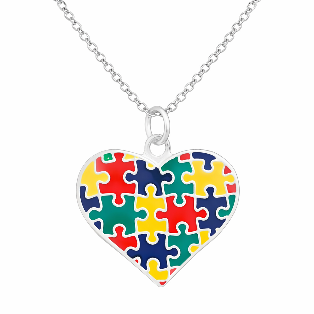 Autism Colored Puzzle Piece Heart Charms