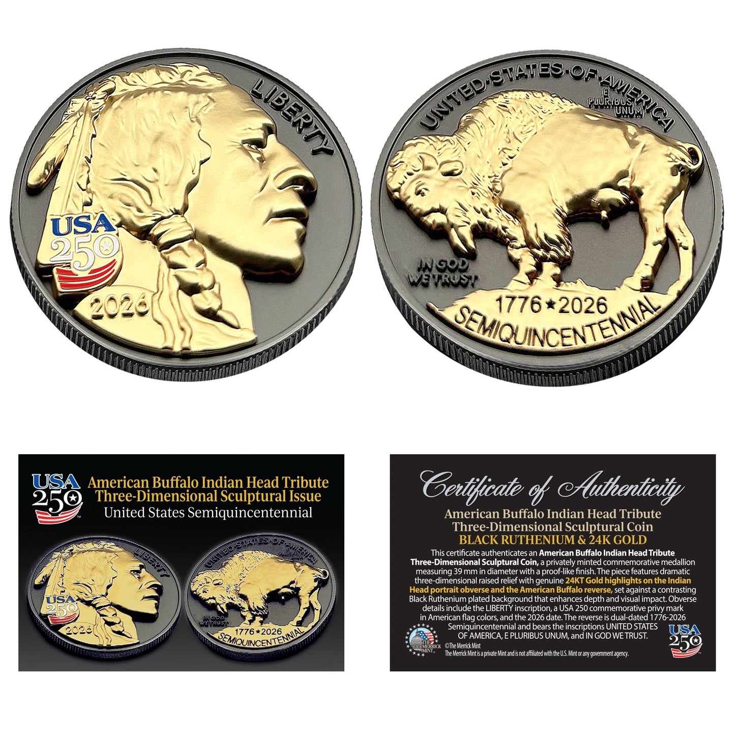 American Buffalo Indian Head Tribute Sculptural Coin 2026