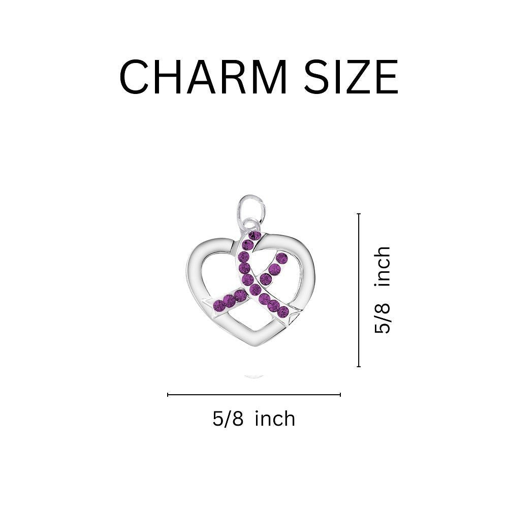 Purple Crystal Ribbon Retractable Charm Bracelets