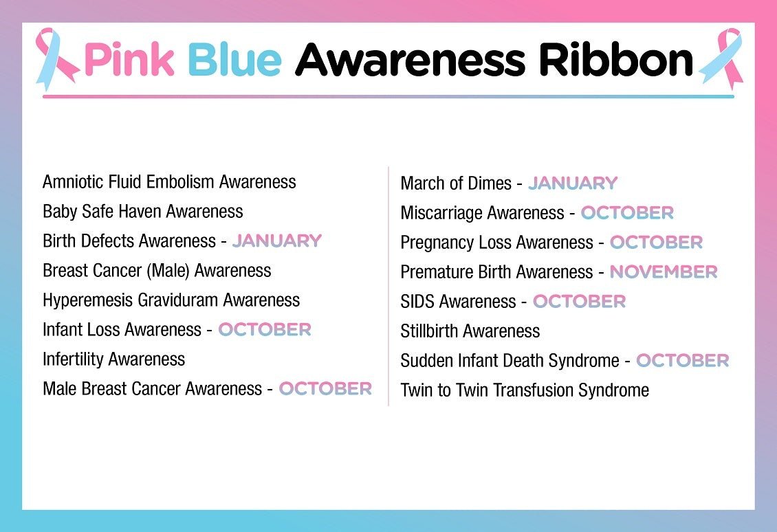 Large Pink & Blue Ribbon Charms