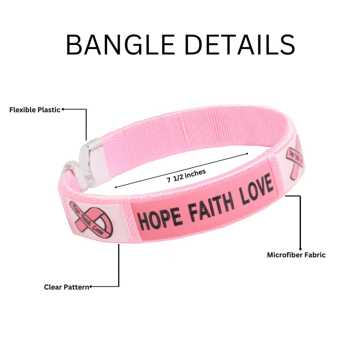 Pink Ribbon Awareness Bangle Bracelets