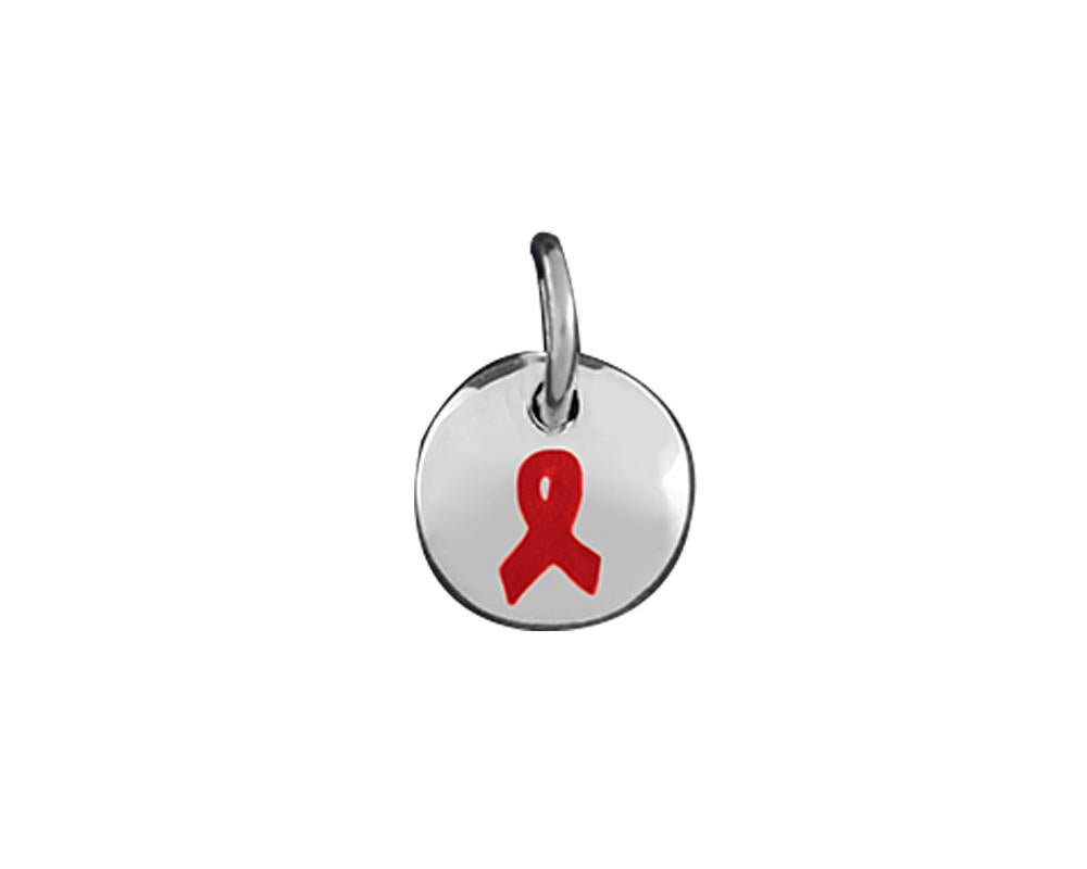 Red Ribbon Circle Charms