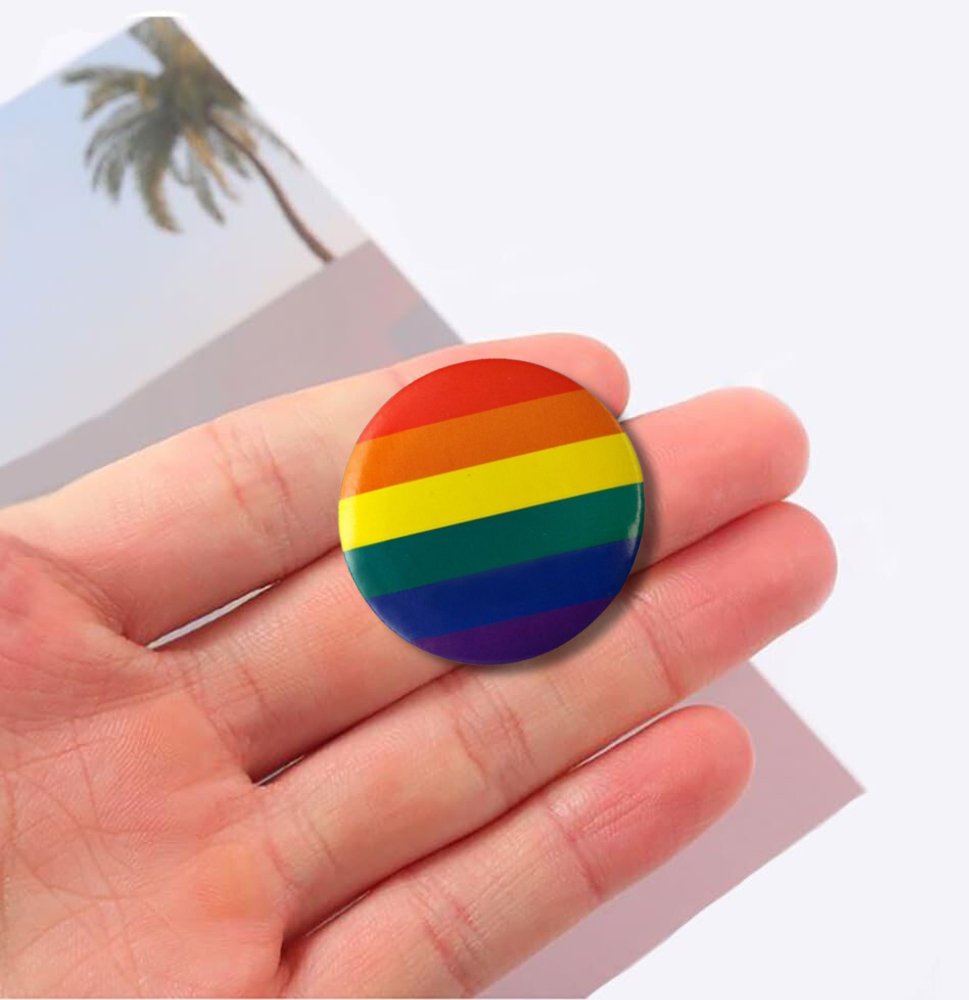 Round Rainbow Striped Pins