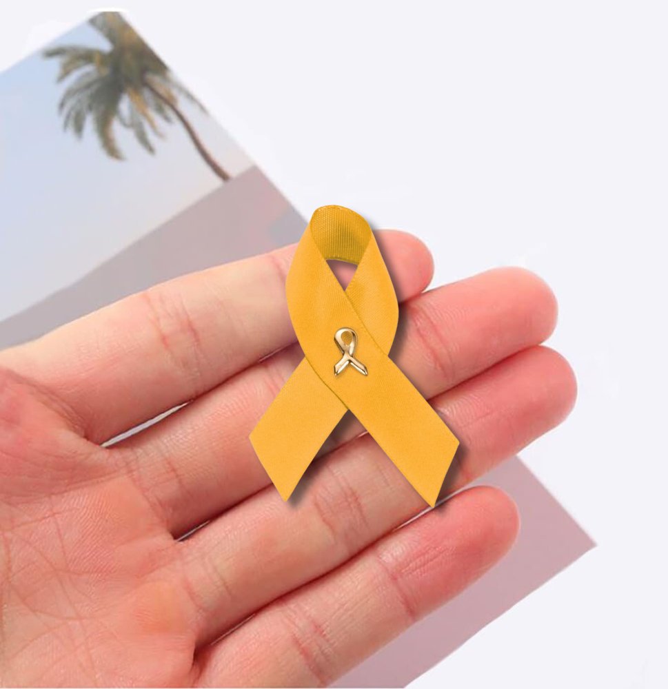 Satin Gold Ribbon Awareness Pins