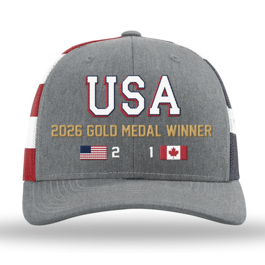 USA 2026 Hockey Gold Medal Winner - American Flag Hat