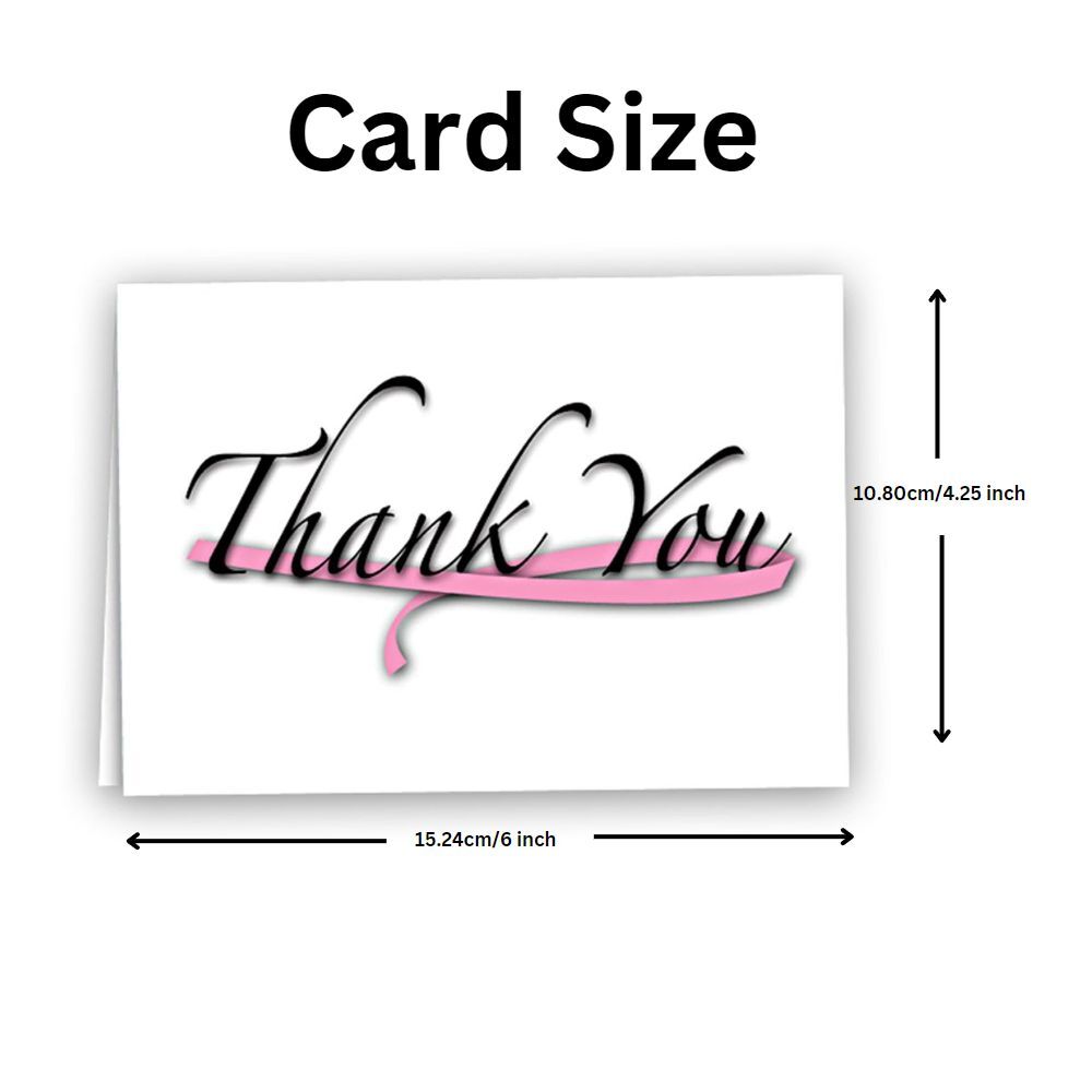 12 Pack Pink Ribbon Thank You Cards (12 Cards/Pack)