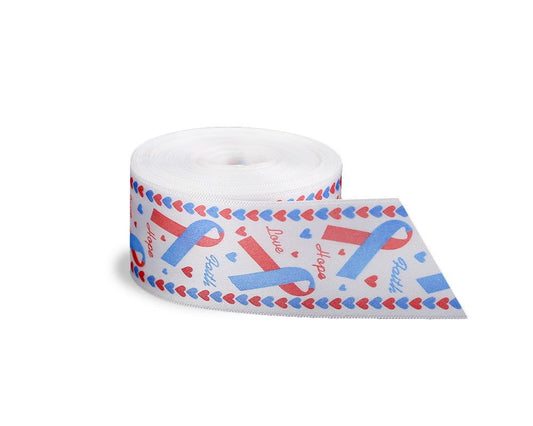 20 Yards Satin Red & Blue Awareness Ribbon By The Yard