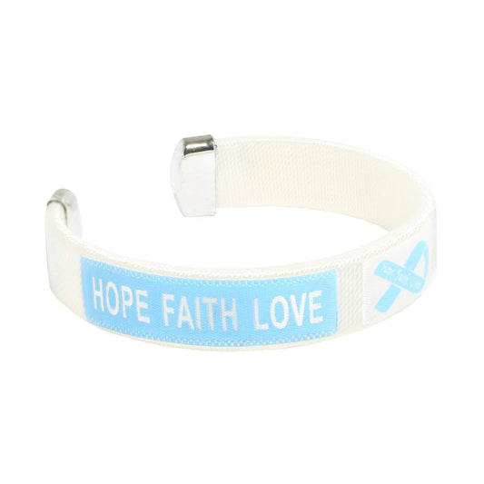 25 Pack Child Light Blue Ribbon Bangle Bracelets (25 Bracelets)