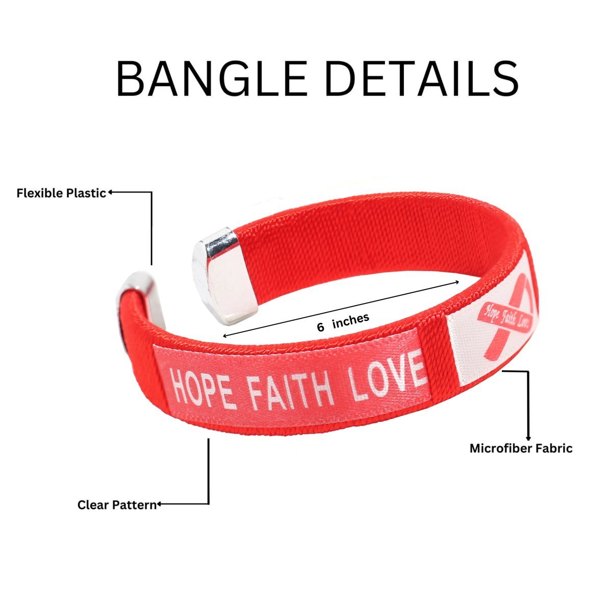 25 Pack Child Red Ribbon Bangle Bracelets (25 Bracelets)