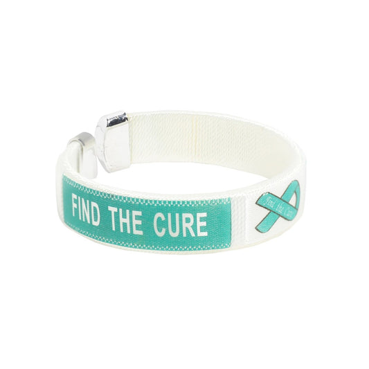 25 Pack Child Size Teal Ribbon Cure Bangle Bracelets (25 Bracelets)