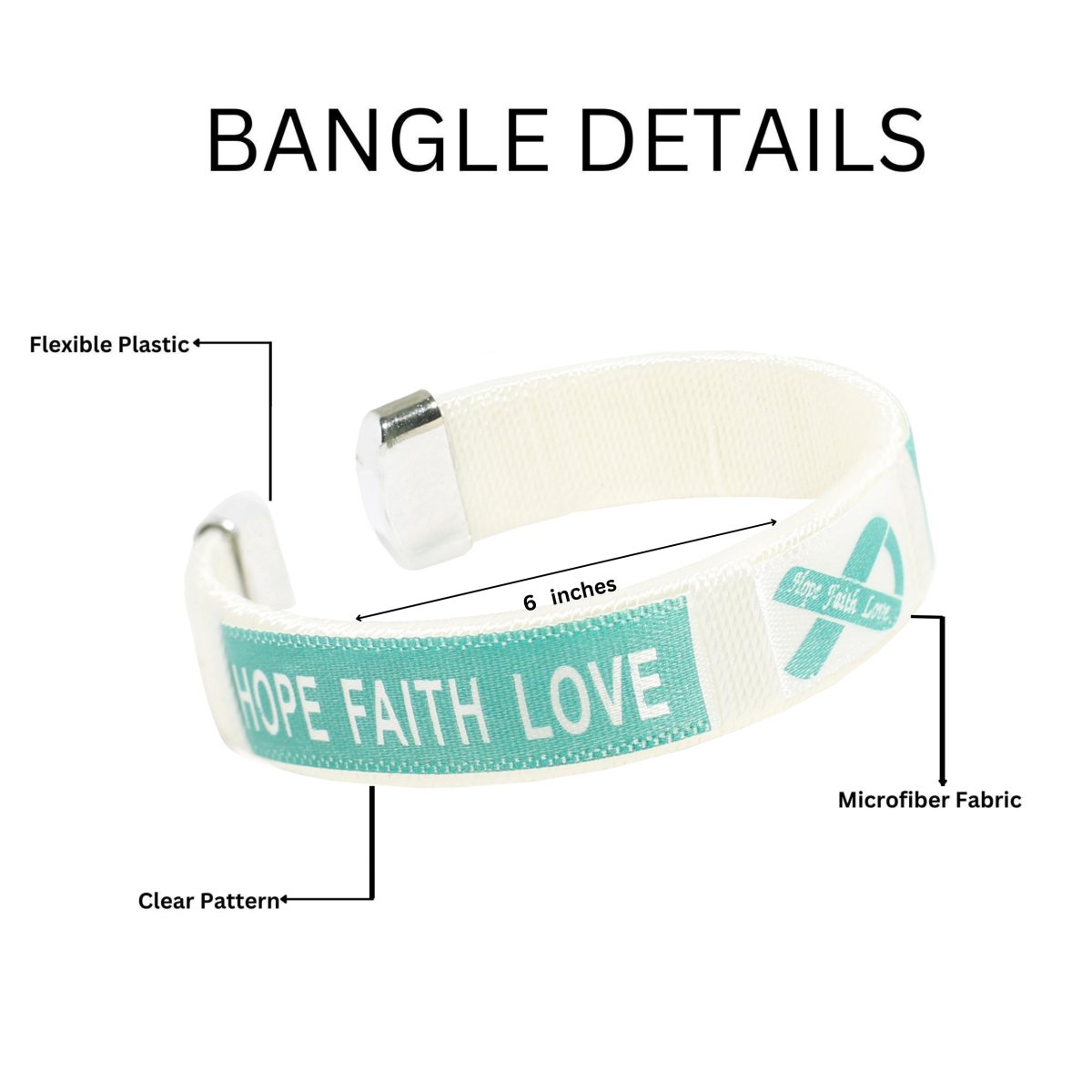 25 Pack Child Teal Ribbon Bangle Bracelets (25 Bracelets)