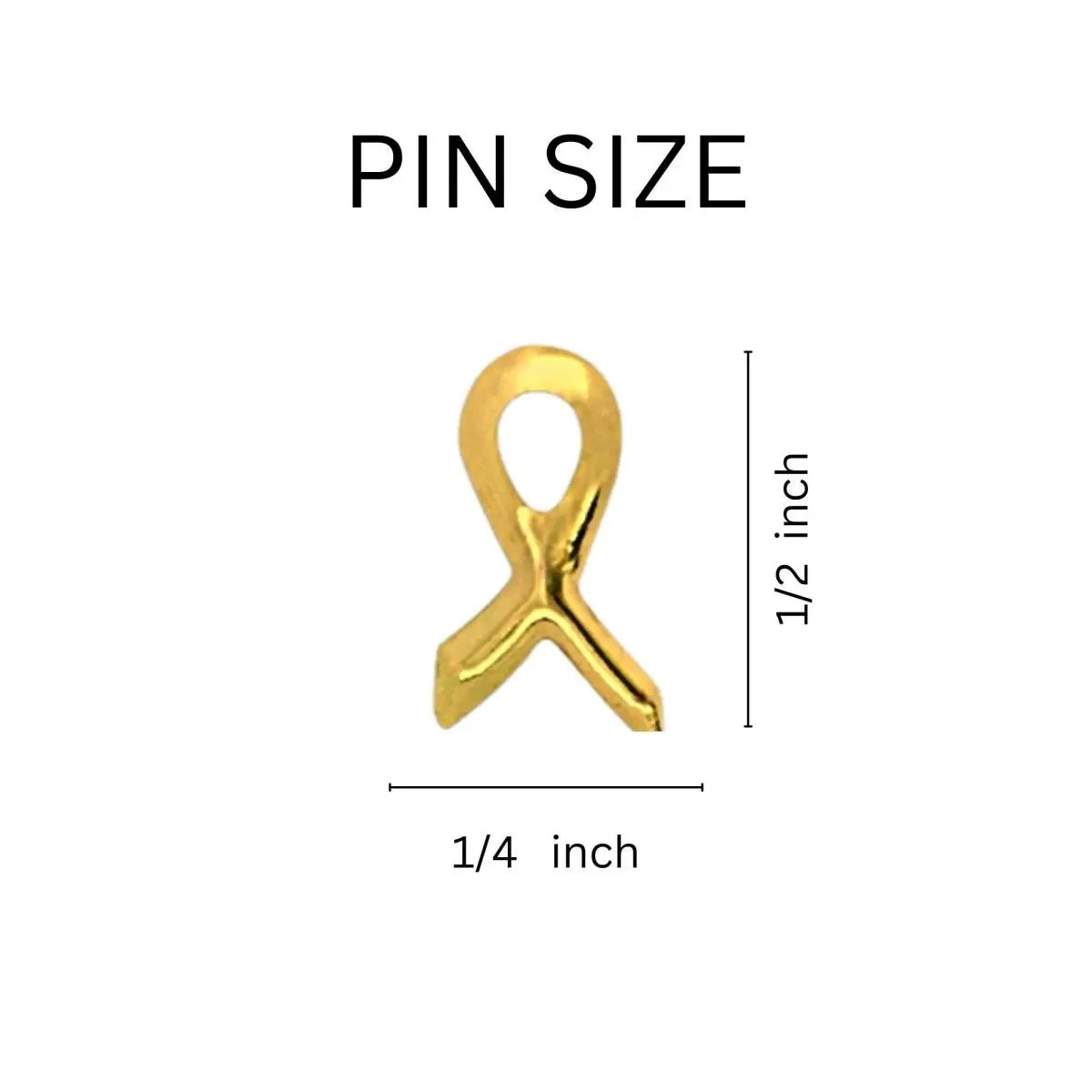 25 Pack Small Gold Ribbon Tac Pins (25 Pins)