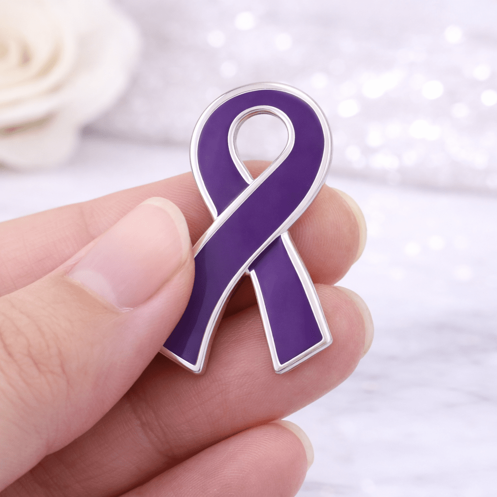 Large Purple Ribbon Pins