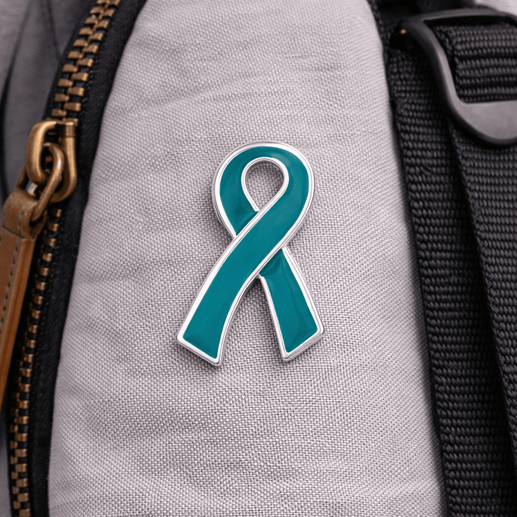 Large Flat Teal Ribbon Pins