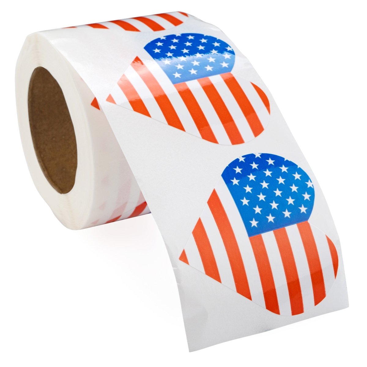 250 American Flag Heart Stickers (250 per Roll)