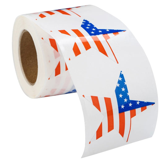250 American Flag Star Stickers (250 per Roll)
