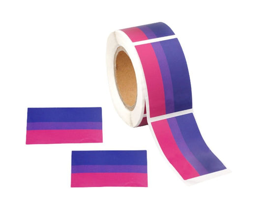 250 Bisexual Rectangle Flag Stickers (250 per Roll)