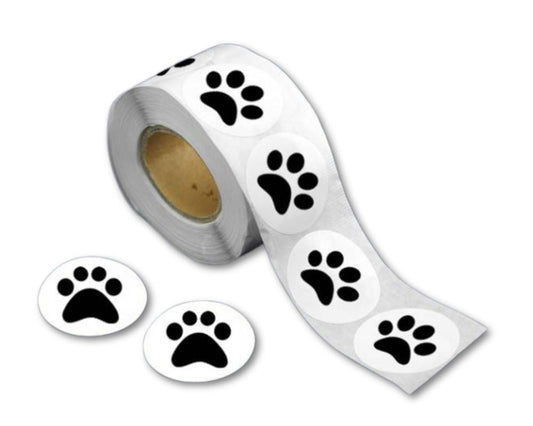 250 Black Paw Print Stickers (250 per Roll)