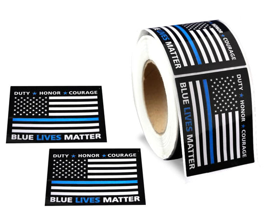 250 Blue Lives Matter Flag Stickers (250 per Roll)
