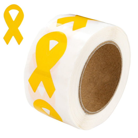 250 Large Gold Ribbon Stickers (250 per Roll)