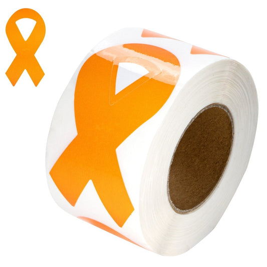 250 Large Orange Ribbon Stickers (250 per Roll)