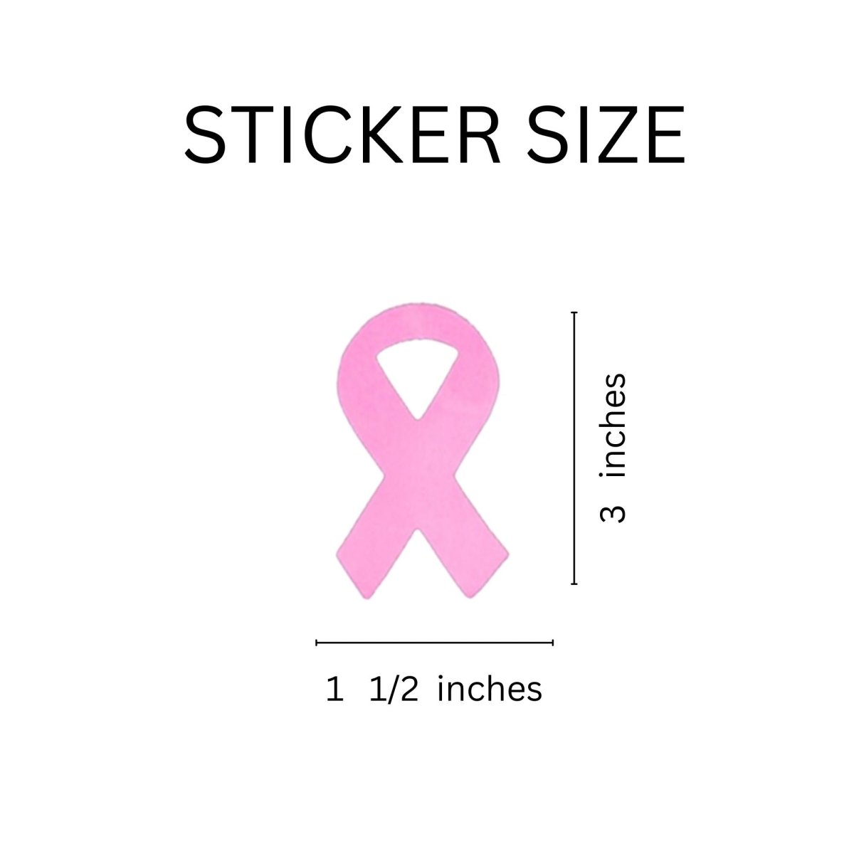 250 Large Pink Ribbon Shaped Stickers (250 per Roll)