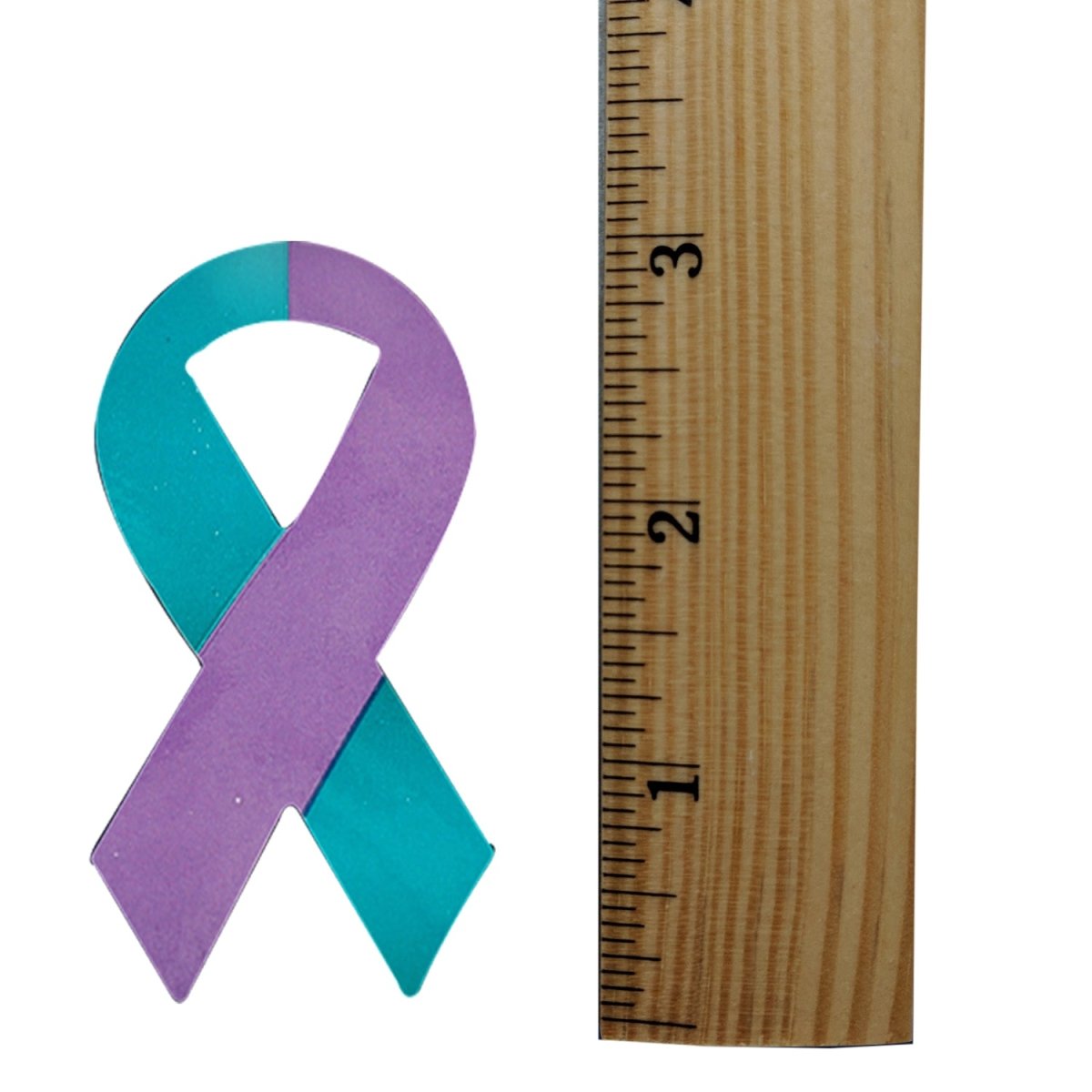 250 Large Teal & Purple Ribbon Stickers (250 per Roll)