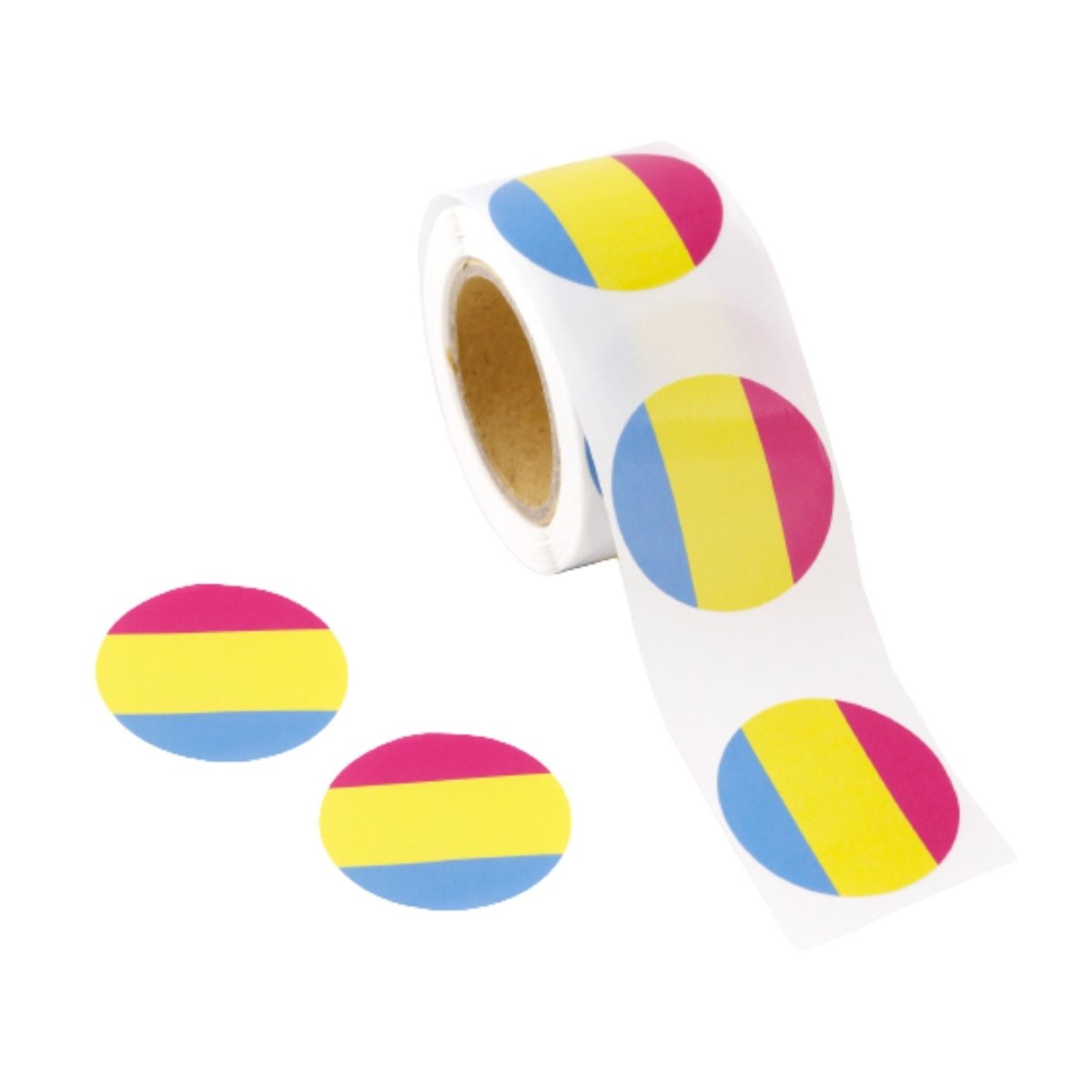250 Pansexual Flag Circle Stickers (250 Per Roll)