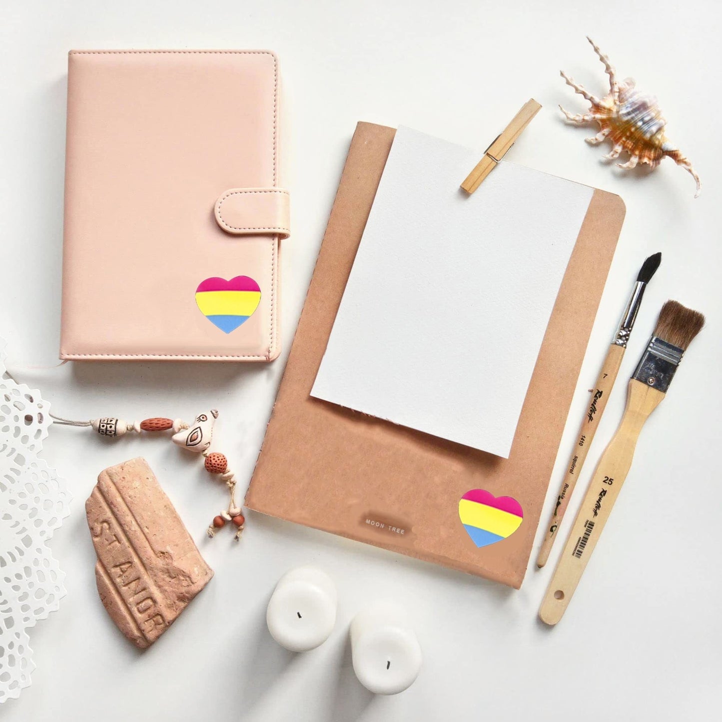 250 Pansexual Flag Heart Stickers (250 per Roll)