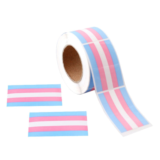 250 Rectangle Transgender Pride Stickers (250 Per Roll)