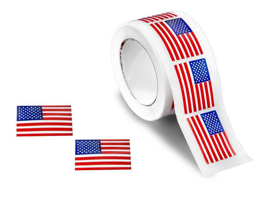 250 Small American Flag Stickers (250 per Roll)