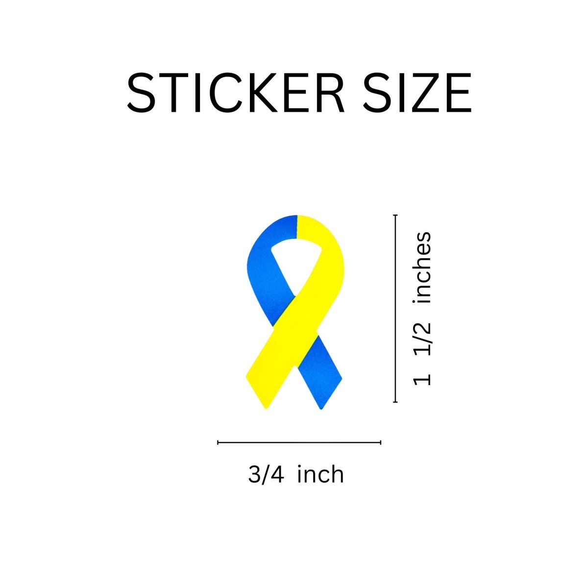 250 Small Blue & Yellow Ribbon Stickers (Stickers)