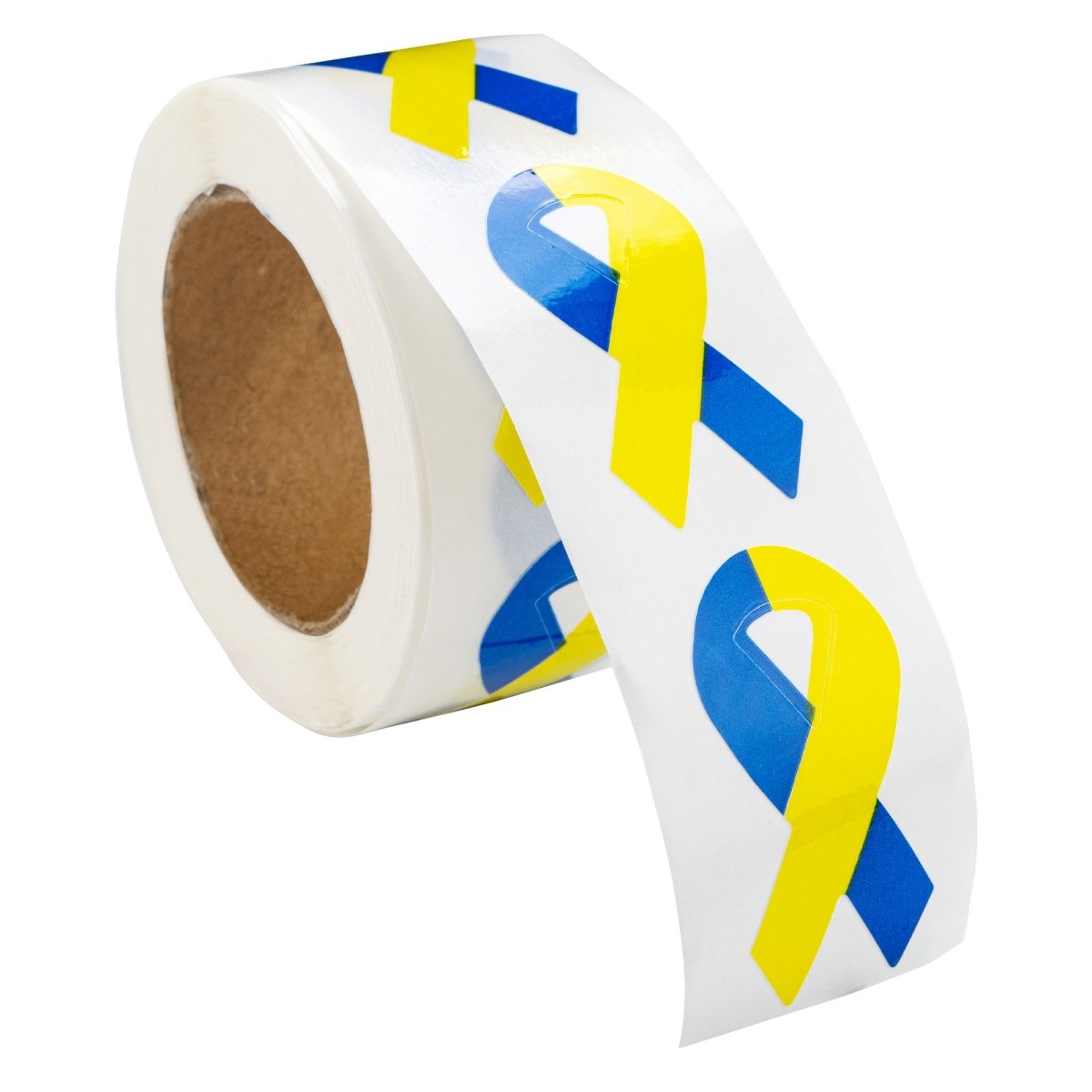 250 Small Blue & Yellow Ribbon Stickers (Stickers)