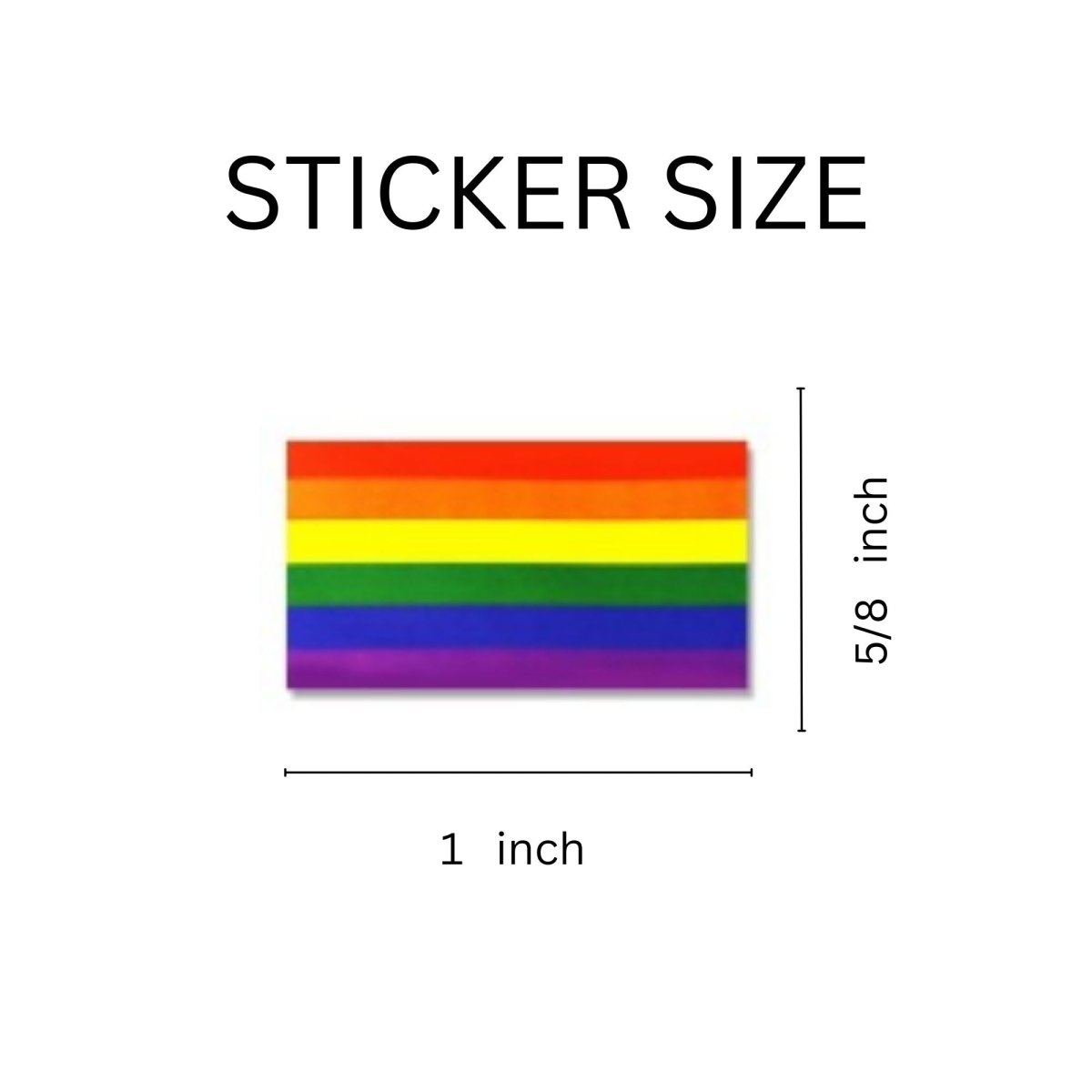 250 Small Rectangle Rainbow Flag Stickers (250 Per Roll)
