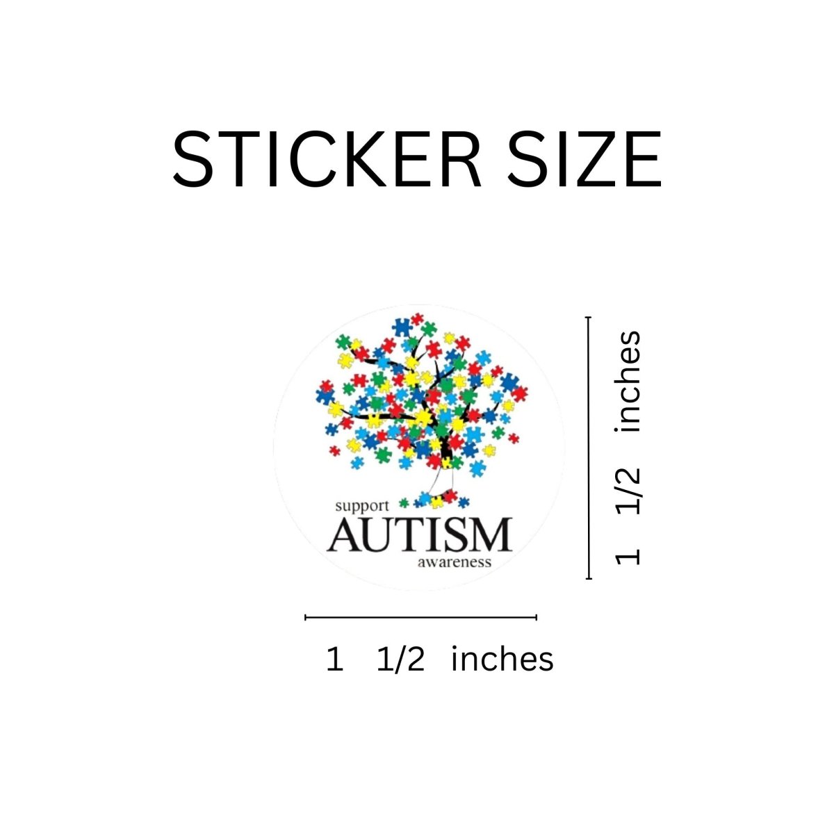 250 Support Autism Awareness Tree Stickers