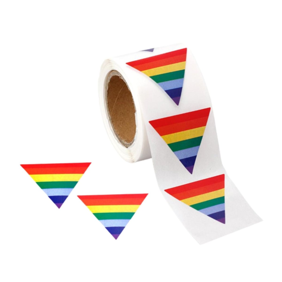 250 Triangle Rainbow Flag Stickers (250 Per Roll)