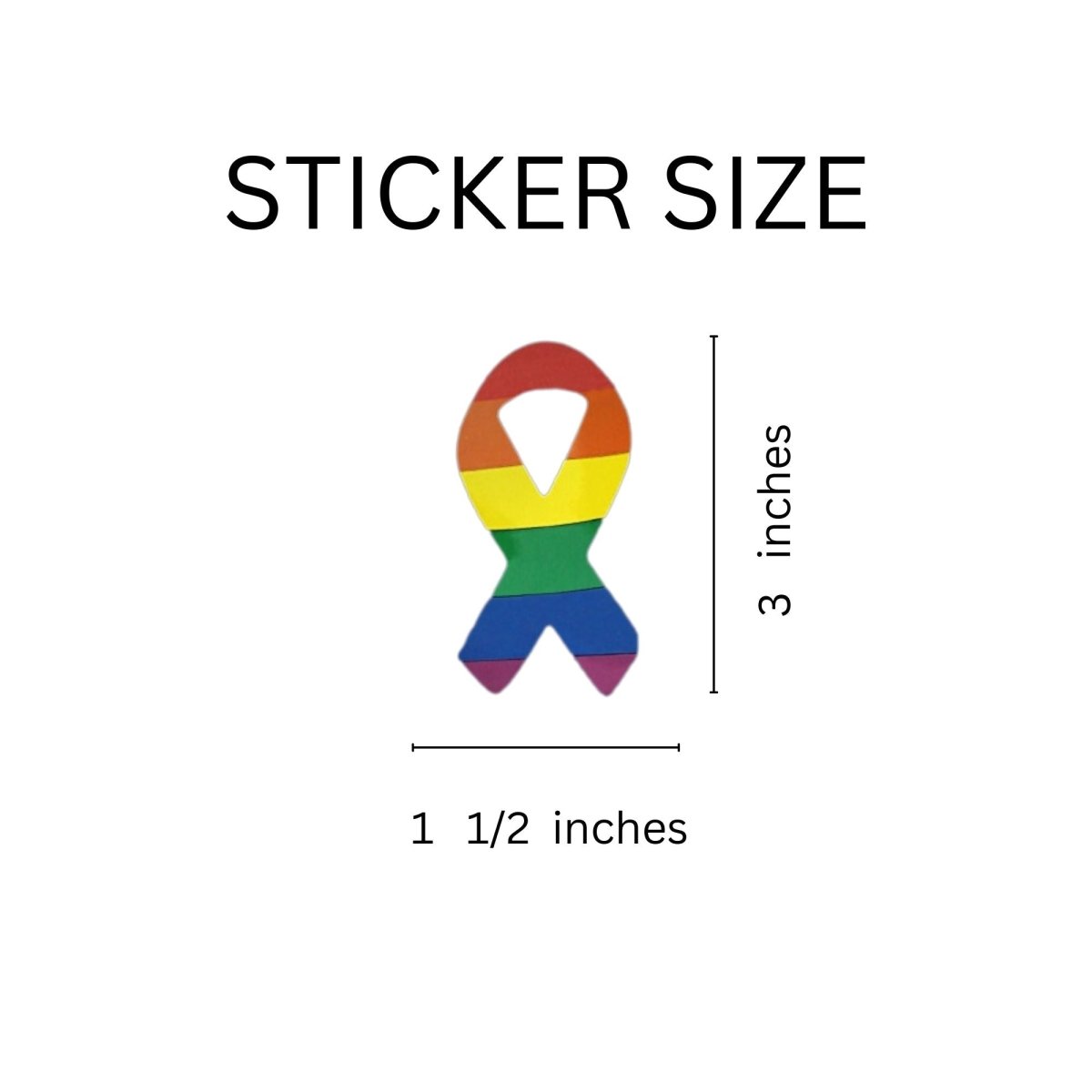 250 Large Rainbow Ribbon Stickers (250 per Roll)