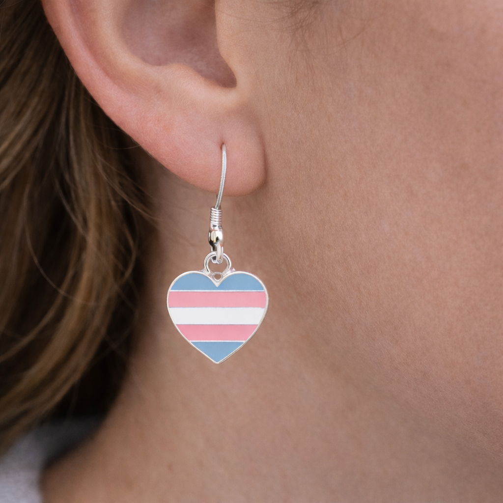 Transgender Heart Pride Hanging Earrings
