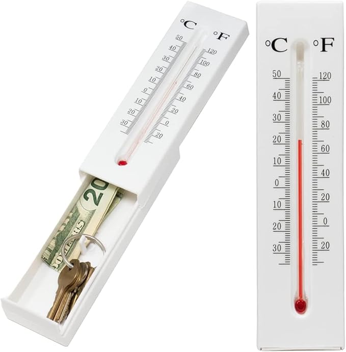 Real Working Thermometer Diversion Safe - Small Hidden Safe To Stash Keys Or Money In Plain Sight