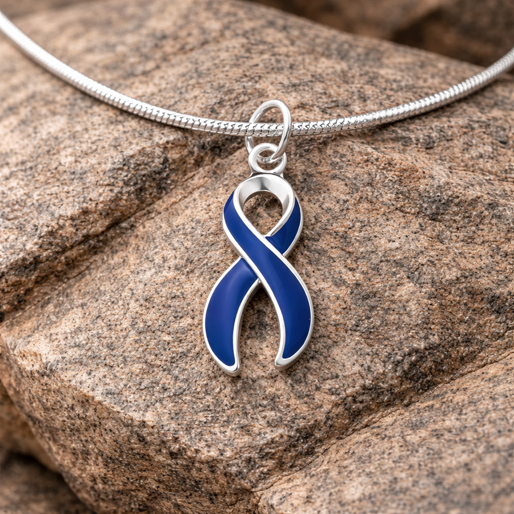 Large Dark Blue Ribbon Necklaces