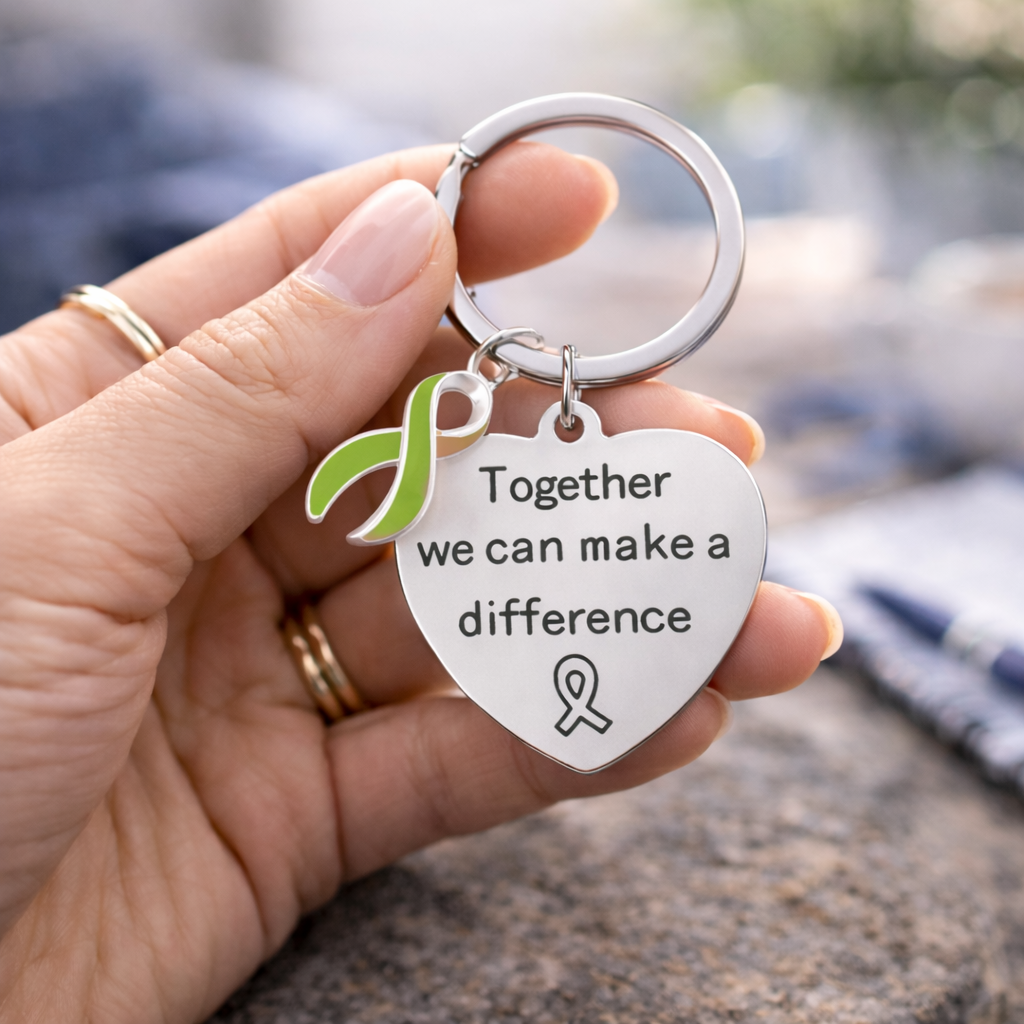 Big Heart Lime Green Ribbon Key Chains