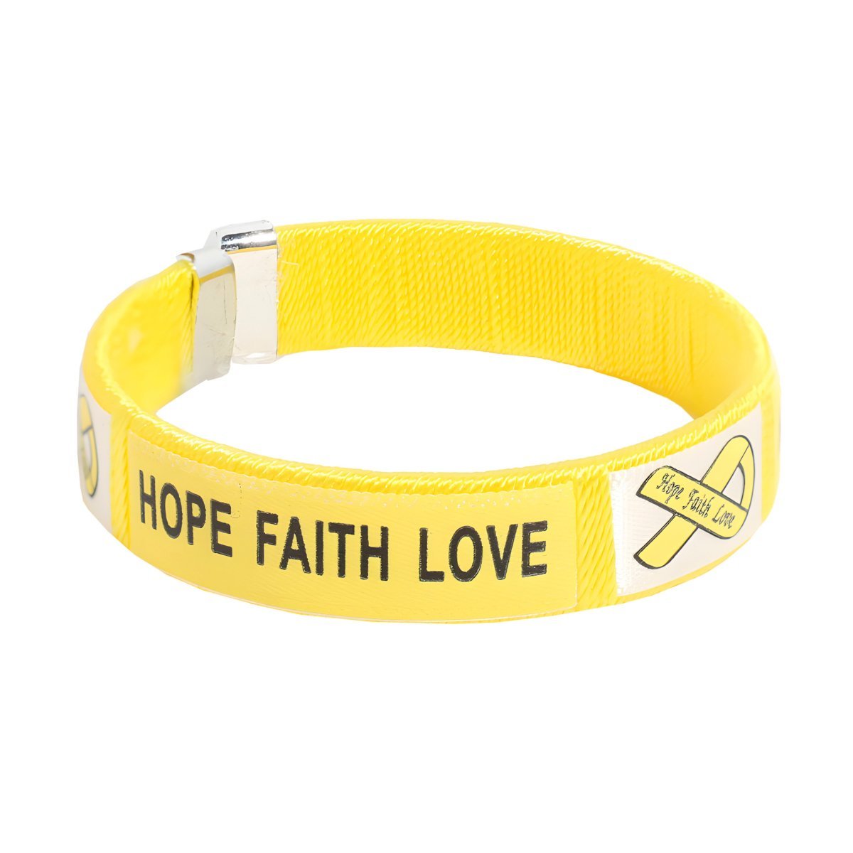 Adult Hope Faith Love Yellow Ribbon Bangle Bracelets