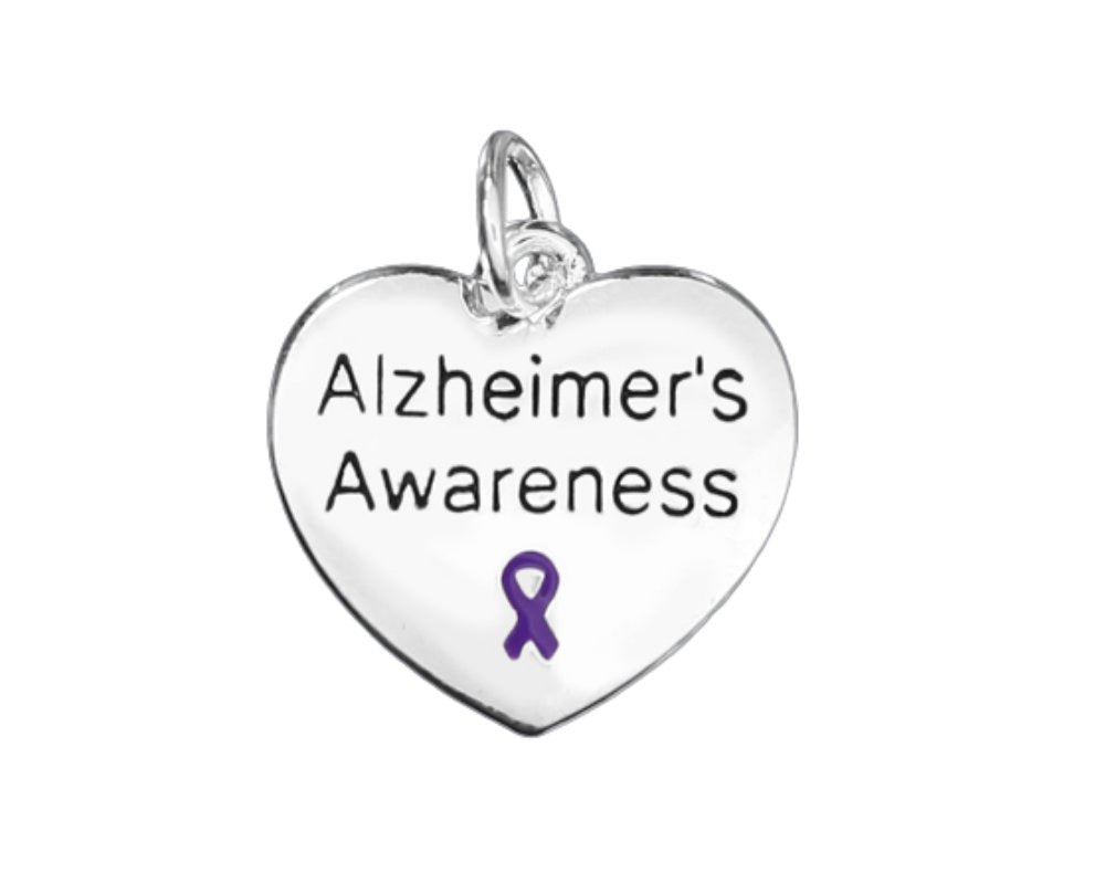 Alzheimer's Awareness Heart Charms