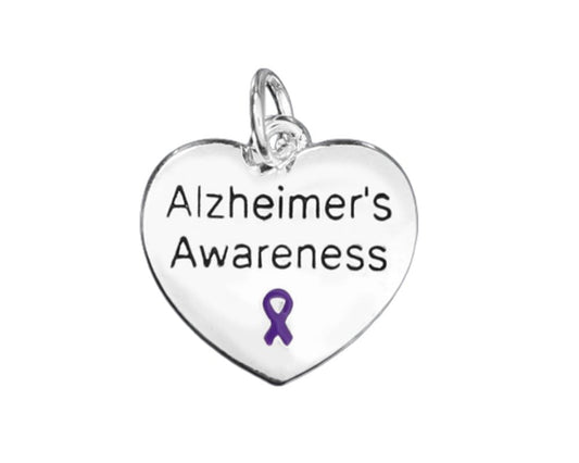 Alzheimer's Awareness Heart Charms