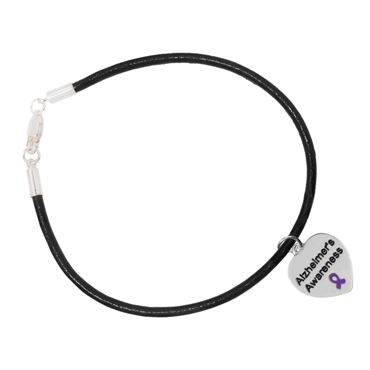 Alzheimer's Awareness Heart Leather Cord Bracelets
