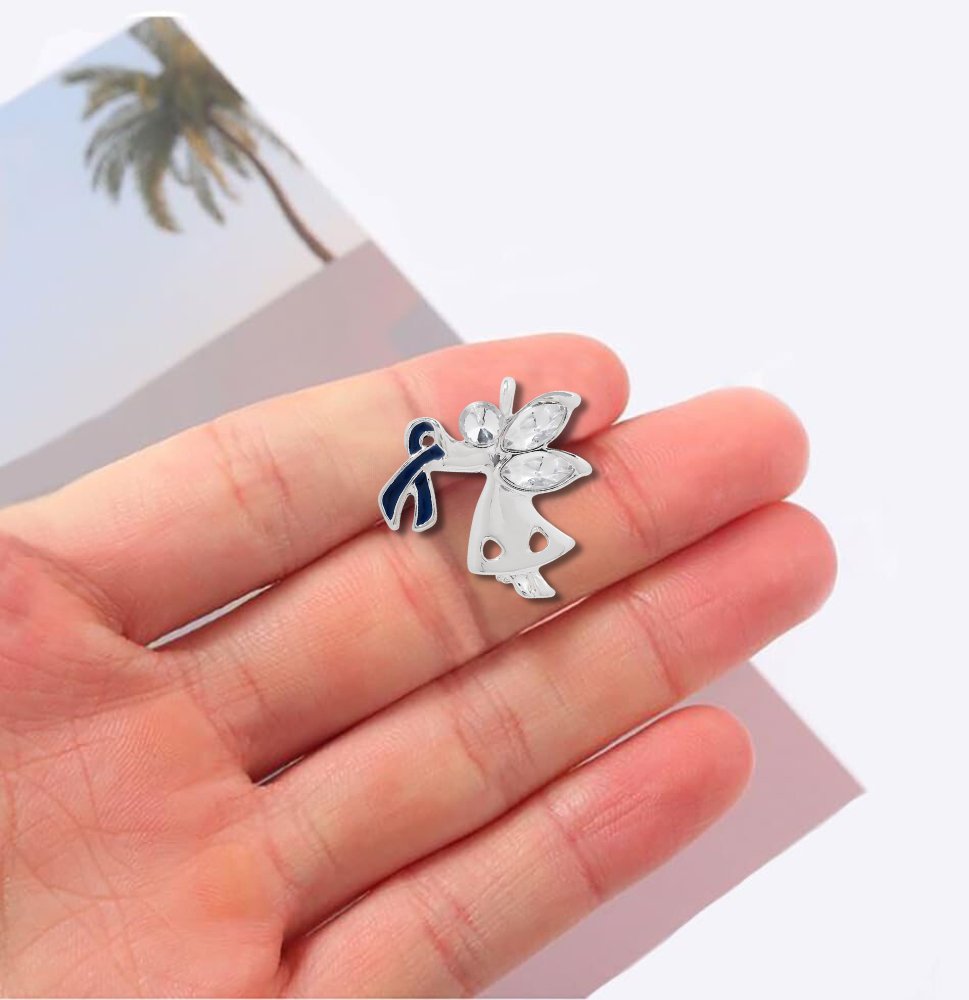 Angel By My Side Dark Blue Ribbon Pins