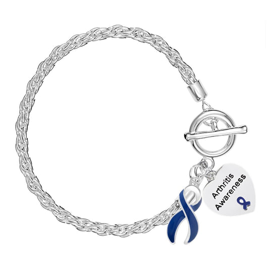 Arthritis Dark Blue Ribbon Rope Bracelets